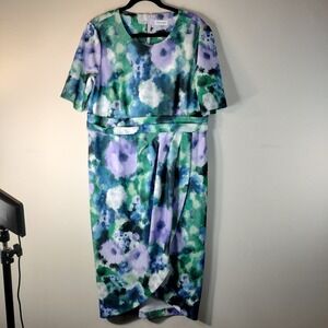 Calvin Klein Floral Watercolor Tulip Hem Sheath Dress